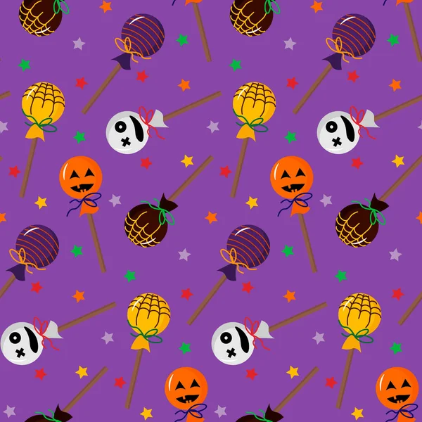 Lollipop-Muster zu Halloween. Attribute für den Urlaub. Vektorillustration. — Stockvektor