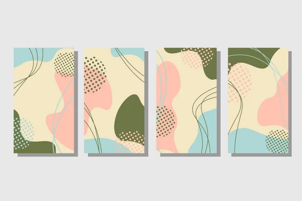 Un juego de cartas en colores patsel con manchas abstractas. — Vector de stock