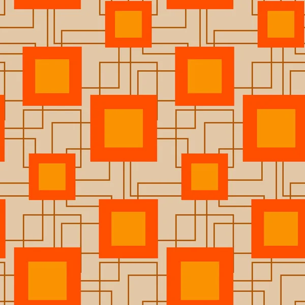 Muster mit orangen Quadraten. Geometrisches Vektormuster. — Stockvektor