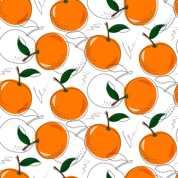 Motif avec des oranges abstraites. Illustration de fruits. Dessin vectoriel. — Image vectorielle