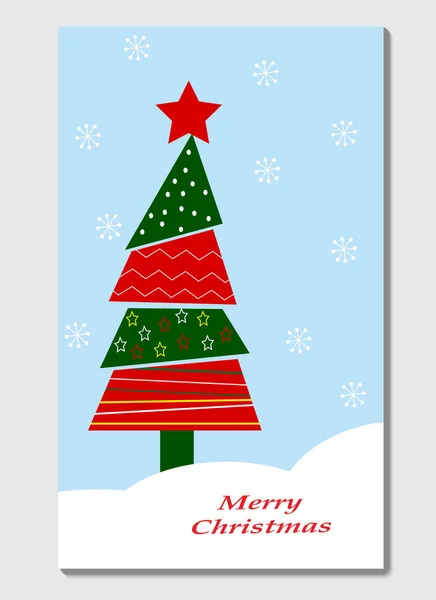 Card template with decorative Christmas tree. Vector illustration isolated on white background. — Stock Vector