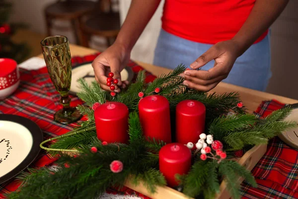 Beautiful New Year Decor Festive Table — Stock Photo, Image