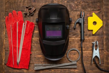 Kaynak ekipmanı kavramı düz arkaplan.