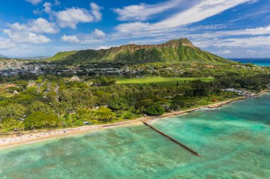 Aerial view of Waikiki Beach and Diamond Head Mountain, Oahu Island, Hawaii