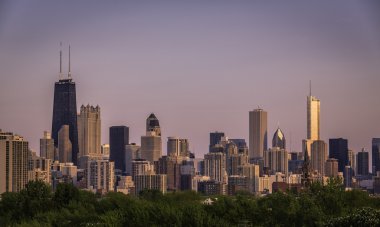 Chicago sunset skyline clipart