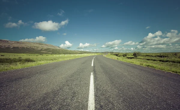 İzlanda dağlarında asfalt yol — Stok fotoğraf