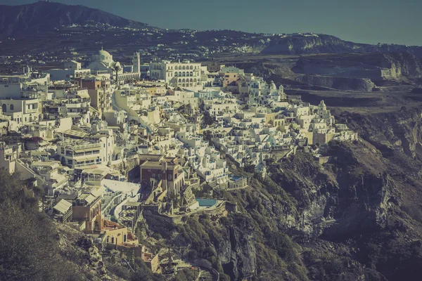 Vintage bild av Fira byn på ön Santorini i Grekland — Stockfoto