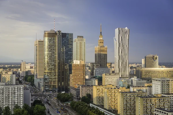 Varšava downtown v pozdní odpoledne — Stock fotografie