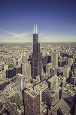 Chicago skyline panorama aerial view clipart