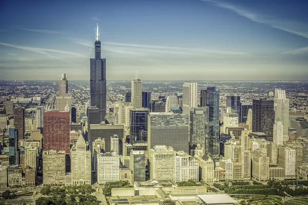 芝加哥天际线全景鸟瞰图 — 图库照片