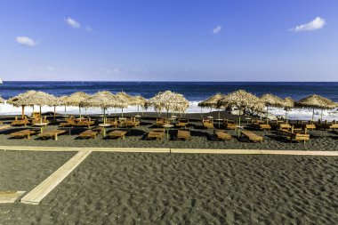Kamari Beach, Black Beach Santorini Island, Yunanistan