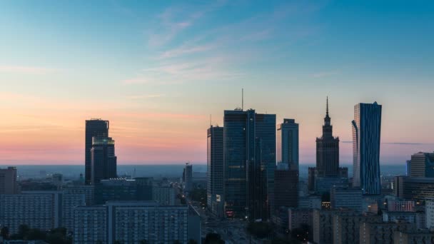 Warsaw during sunrise — Stock Video