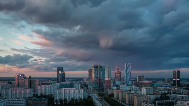 Warsaw Dusk City — Stock Video