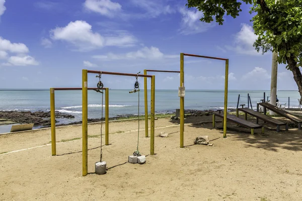 Buiten gym op het strand — Stockfoto