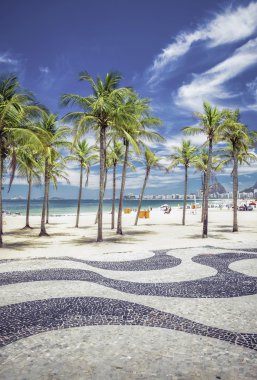 Copacabana Beach with palms clipart