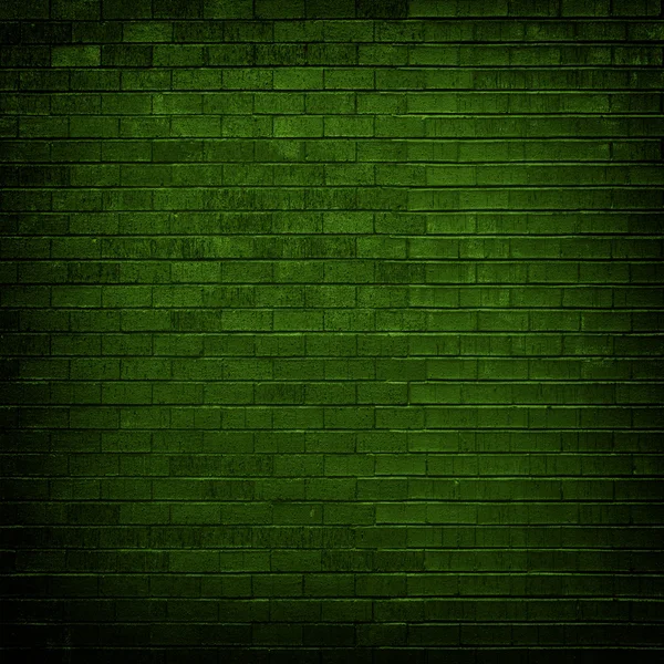 Pared de ladrillo verde con luz tenue —  Fotos de Stock