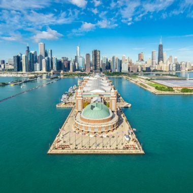 Chicago Skyline aerial view with famous Pier clipart
