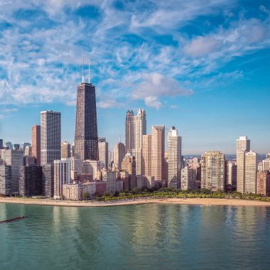 Chicago manzarası ile park