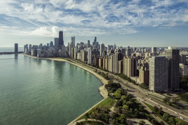 Chicago manzarası ile yol sahil tarafından