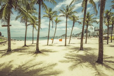 Palms with shadows on Copacabana Beach clipart