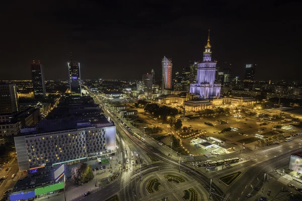 Warsaw downtown at night — Stock Photo, Image