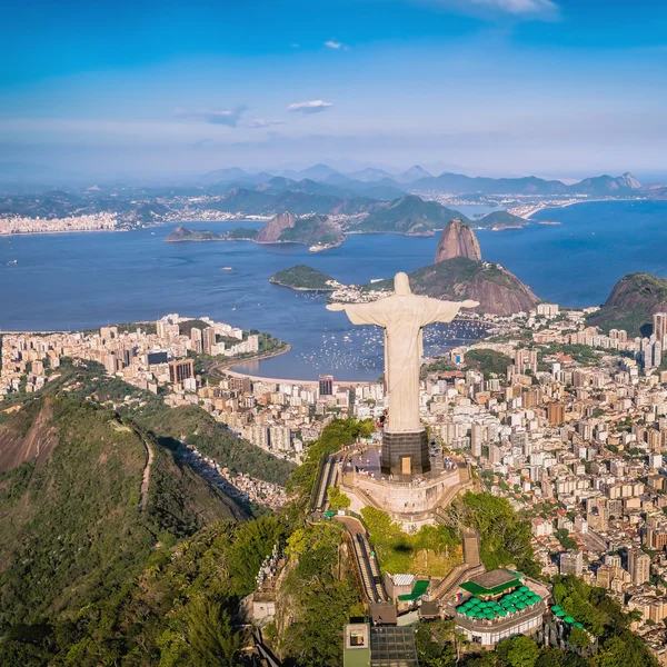 Cristo e a Baía de Botafogo — Fotografia de Stock