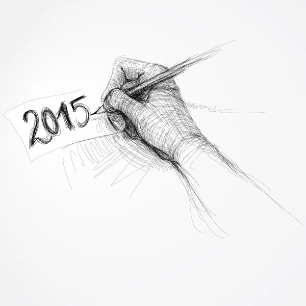 Рука пишет номер 2015 — стоковый вектор