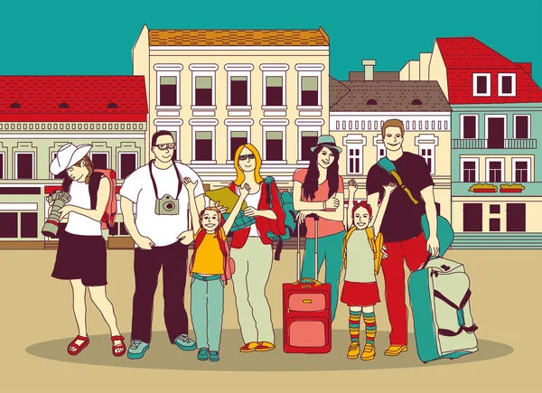 Grupo turistas personas — Vector de stock