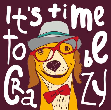 Deli zaman hipster köpek