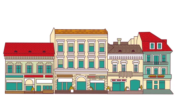 Colorati vecchi edifici della città — Vettoriale Stock