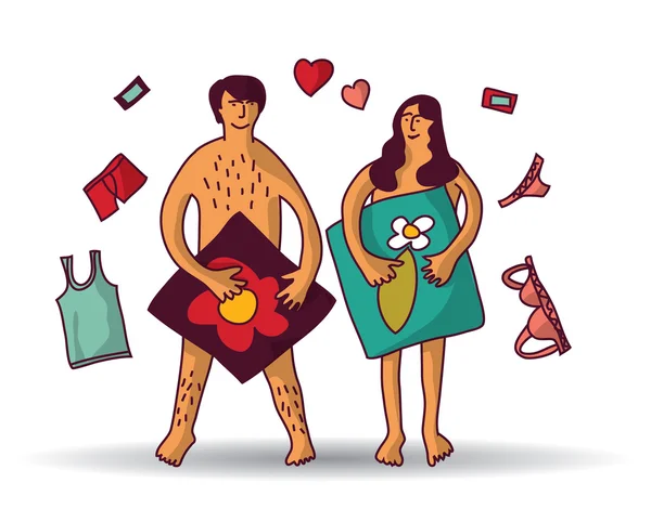 Pareja desnudo relaciones sexuales — Vector de stock