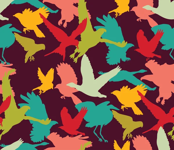 Oiseaux brillants motif sans couture — Image vectorielle