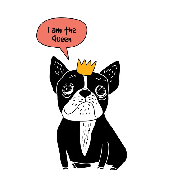 Dog French bulldog queen — Stock Vector