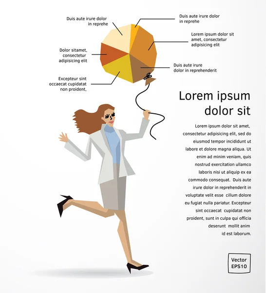 Mulher de negócios diagrama gráfico info — Vetor de Stock