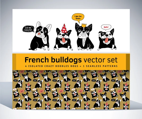 Ensemble de bouledogues français — Image vectorielle