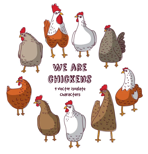 Πουλιά κοτόπουλο ομάδα απομόνωσης — Διανυσματικό Αρχείο