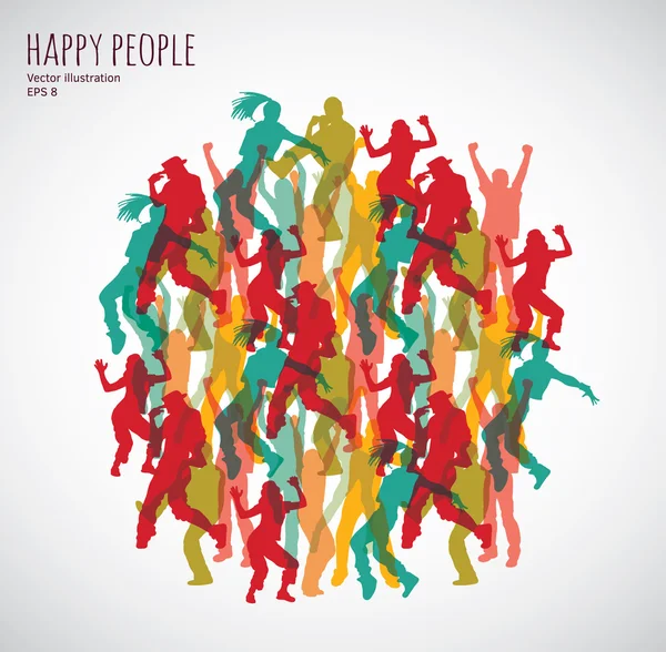 Група щасливих кольорових танцюючих людей . — стоковий вектор