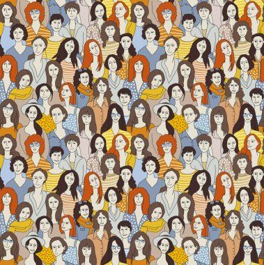 Big group women seamless pattern