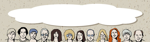 Горизонтальное знамя с групповыми людьми
