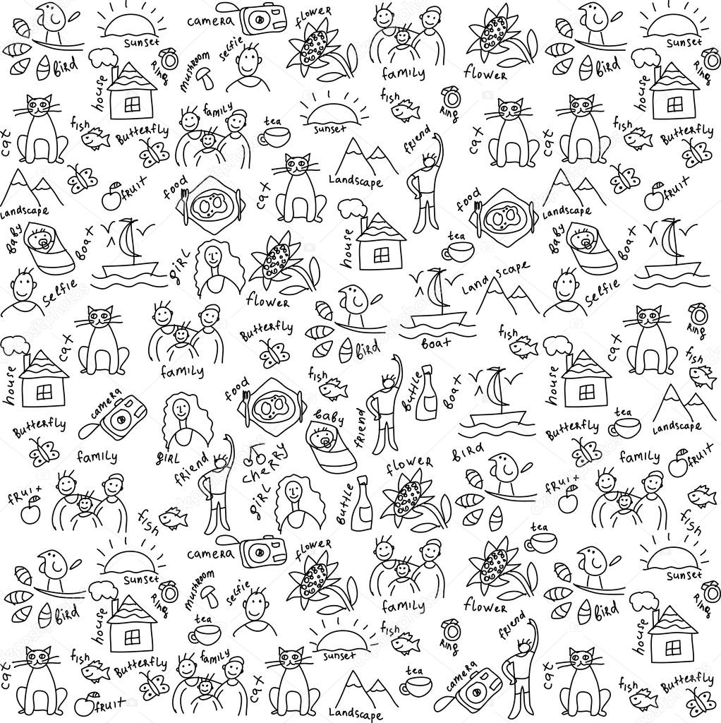 Casual objects seamless pattern