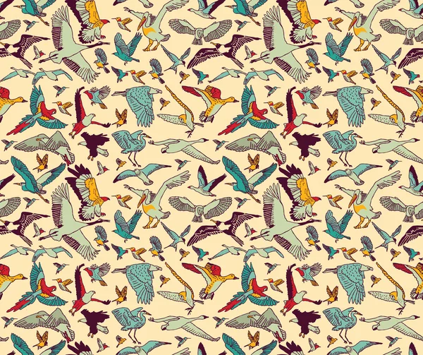 Oiseaux motif sans couture — Image vectorielle