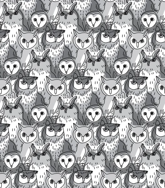 Seamless pattern with birds owls — Stock Vector