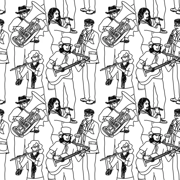 Orchestre bande motif sans couture — Image vectorielle
