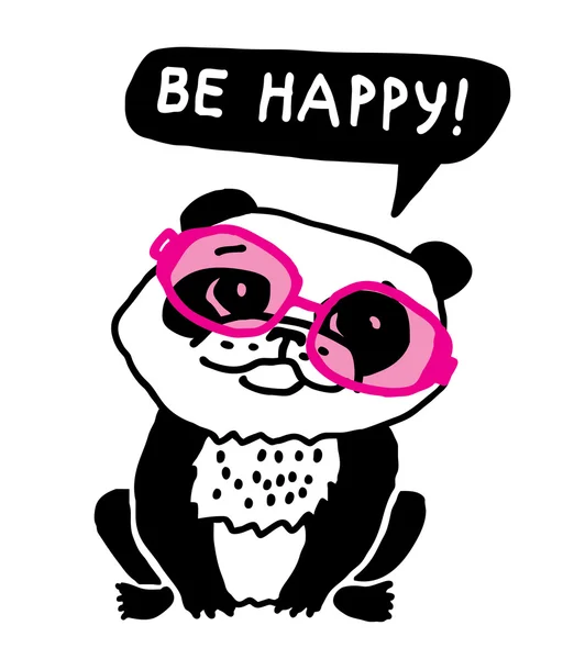 Panda en gafas rosas — Vector de stock