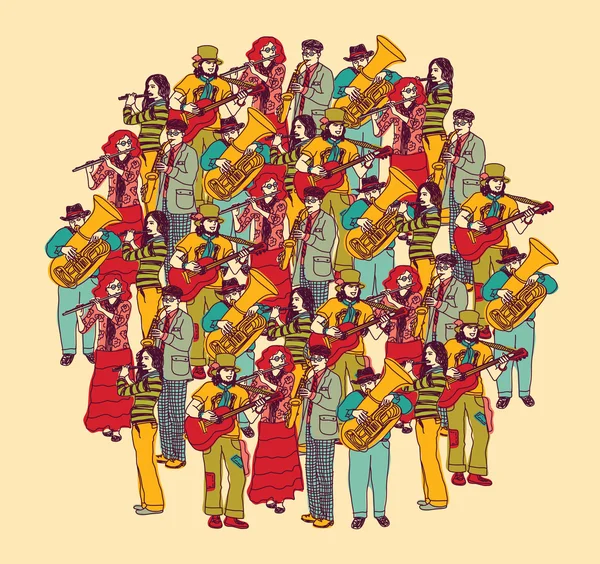 Chiffres de musiciens foule — Image vectorielle