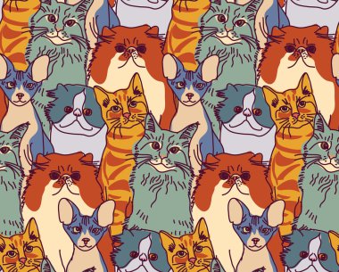 Group of cats illustration