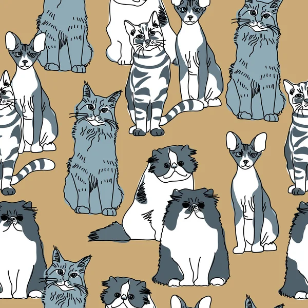 Groupe de chats gris et blancs — Image vectorielle