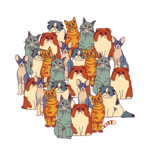 Groupe de chats différents — Image vectorielle