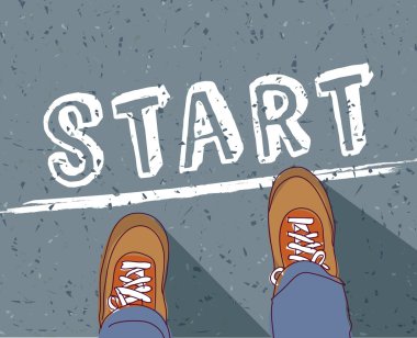 adam yolda Start çizgisinde başlar