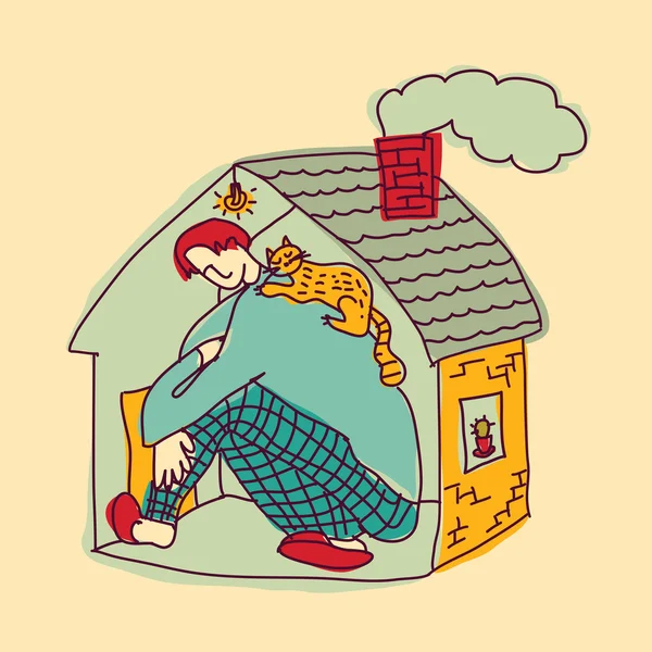 Petite maison de jeune homme — Image vectorielle